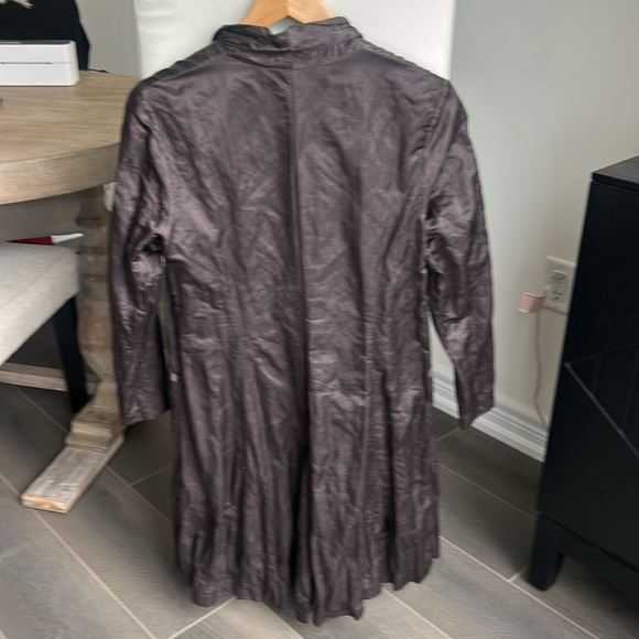 Eileen Fisher Brown Crinkle Satin Jacket 3/4 Duster Jacket women size S - Picture 11 of 13